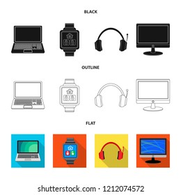 Vector illustration of laptop and device logo. Collection of laptop and server stock vector illustration.