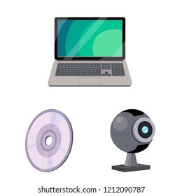 Vector illustration of laptop and device logo. Set of laptop and server stock symbol for web.