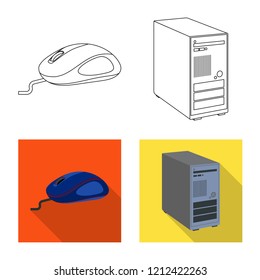 Vector illustration of laptop and device logo. Set of laptop and server vector icon for stock.