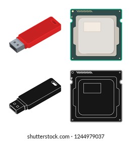 Vector illustration of laptop and device logo. Set of laptop and server stock symbol for web.