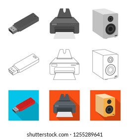 Vector illustration of laptop and device logo. Set of laptop and server stock vector illustration.