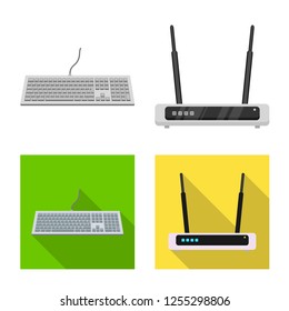 Vector illustration of laptop and device logo. Collection of laptop and server stock symbol for web.