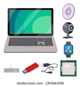 Vector illustration of laptop and device logo. Set of laptop and server stock symbol for web.