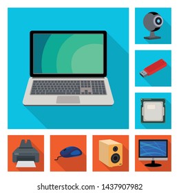 Vector illustration of laptop and device logo. Collection of laptop and server stock symbol for web.