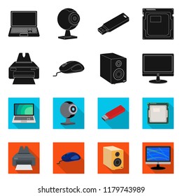 Vector illustration of laptop and device sign. Set of laptop and server stock symbol for web.