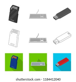 Vector illustration of laptop and device sign. Set of laptop and server stock symbol for web.