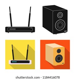 Vector illustration of laptop and device sign. Set of laptop and server stock symbol for web.