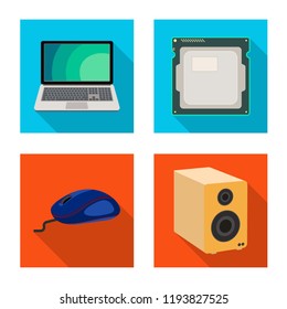 Vector illustration of laptop and device sign. Set of laptop and server stock symbol for web.