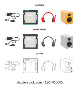 Vector illustration of laptop and device sign. Collection of laptop and server stock vector illustration.