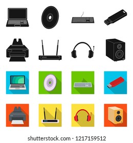 Vector illustration of laptop and device sign. Set of laptop and server stock vector illustration.