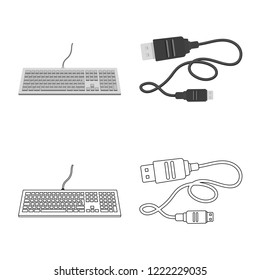 Vector illustration of laptop and device sign. Collection of laptop and server stock symbol for web.