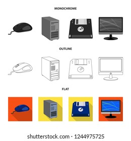 Vector illustration of laptop and device sign. Set of laptop and server stock symbol for web.