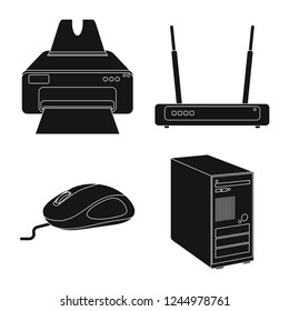 Vector illustration of laptop and device sign. Set of laptop and server vector icon for stock.