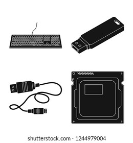 Vector illustration of laptop and device sign. Set of laptop and server stock vector illustration.