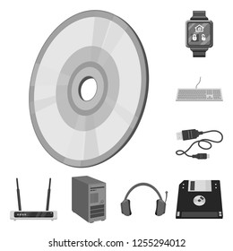 Vector illustration of laptop and device sign. Set of laptop and server stock symbol for web.