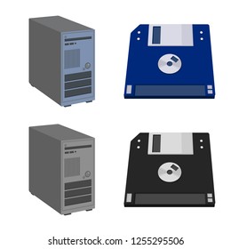 Vector illustration of laptop and device sign. Set of laptop and server stock symbol for web.
