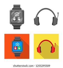 Vector illustration of laptop and device sign. Collection of laptop and server vector icon for stock.