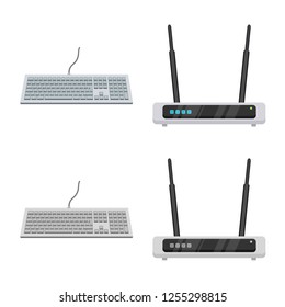 Vector illustration of laptop and device sign. Collection of laptop and server vector icon for stock.