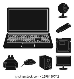 Vector illustration of laptop and device sign. Collection of laptop and server stock vector illustration.