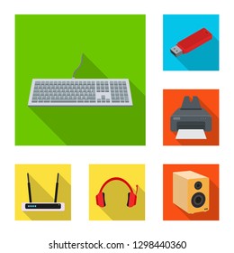 Vector illustration of laptop and device sign. Set of laptop and server vector icon for stock.