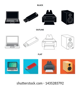 Vector illustration of laptop and device sign. Set of laptop and server vector icon for stock.