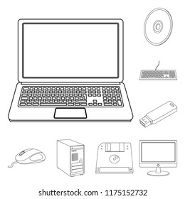 Vector illustration of laptop and device symbol. Set of laptop and server stock vector illustration.
