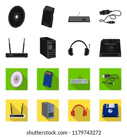 Vector illustration of laptop and device symbol. Collection of laptop and server stock symbol for web.