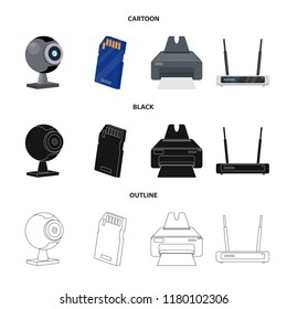 Vector illustration of laptop and device symbol. Collection of laptop and server vector icon for stock.