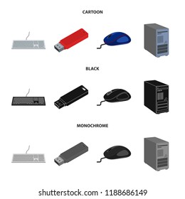 Vector illustration of laptop and device symbol. Set of laptop and server vector icon for stock.
