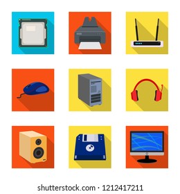 Vector illustration of laptop and device symbol. Set of laptop and server stock vector illustration.