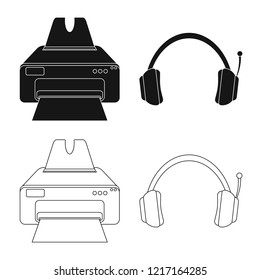 Vector illustration of laptop and device symbol. Set of laptop and server stock symbol for web.