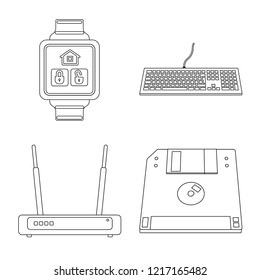 Vector illustration of laptop and device symbol. Collection of laptop and server vector icon for stock.