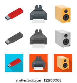 Vector illustration of laptop and device symbol. Collection of laptop and server stock symbol for web.
