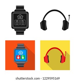 Vector illustration of laptop and device symbol. Collection of laptop and server stock symbol for web.