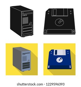 Vector illustration of laptop and device symbol. Collection of laptop and server vector icon for stock.