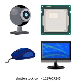 Vector illustration of laptop and device symbol. Set of laptop and server vector icon for stock.