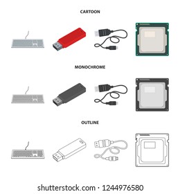 Vector illustration of laptop and device symbol. Set of laptop and server vector icon for stock.