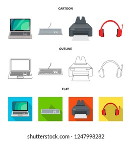 Vector illustration of laptop and device symbol. Set of laptop and server stock vector illustration.