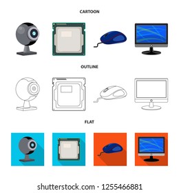 Vector illustration of laptop and device symbol. Collection of laptop and server stock symbol for web.