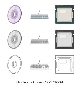 Vector illustration of laptop and device symbol. Set of laptop and server stock vector illustration.