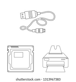 Vector illustration of laptop and device symbol. Set of laptop and server stock vector illustration.