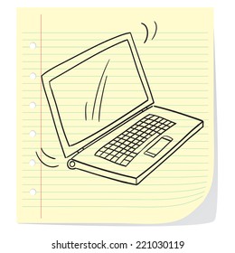 Vector illustration of laptop in doodle style