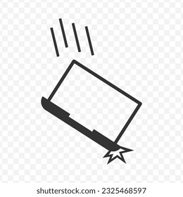 Vector illustration of laptop fell icon in dark color and transparent background(PNG).