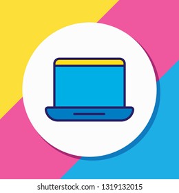 Vector illustration of laptop icon colored line. Beautiful hardware element also can be used as portable computer icon element.