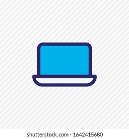 Vector illustration of laptop icon colored line. Beautiful bureau element also can be used as portable computer icon element.