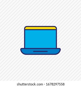 Ilustración vectorial de la línea coloreada con icono de portátil. Un bello elemento gadget también puede ser usado como elemento de icono de ordenador portátil.