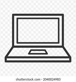 Vector Illustration Of Laptop Icon In Dark Color And Transparent Background(png).