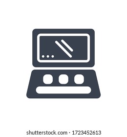 Vector illustration of laptop icon or logo with black color and glyph design style