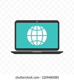 Vector Illustration Of Laptop Internet Icon Sign And Symbol. Colored Icons For Website Design .Simple Design On Transparent Background (PNG).