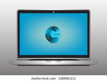 Vector Illustration of laptop Isolated on White Background. esp 8 .